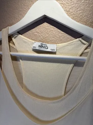 Mango Selection Women’s Combined Lyocell Top Size Small Cream Layered thumbnail 3