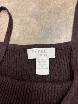 Vintage 90s Express Tricot Brown Ribbed Cami Knit Tank Top Womens Medium thumbnail 3
