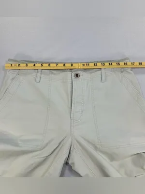 Abercrombie & Fitch Women’s Cream Cargo Pants Low Rise Flare Leg Zip Hem Sz 10 thumbnail 12