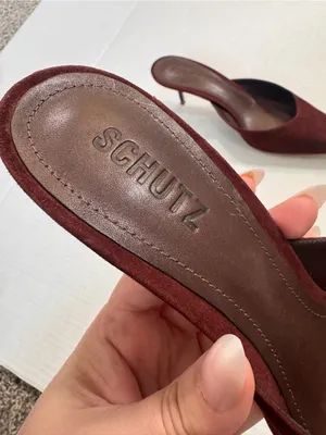 Schutz Burgundy Suede Leather Pointed Toe Mule Kitten Heels Womens 9.5 Classic thumbnail 6