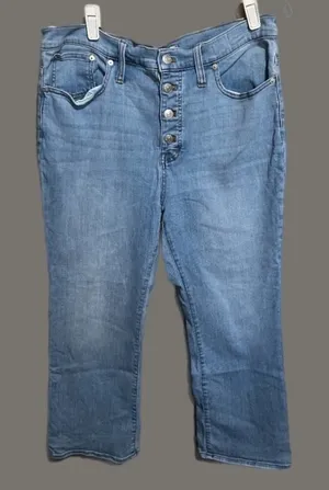 Madewell‎ Cali Demi Boots Light Wash High Rise Button up Jeans size 32 thumbnail 1