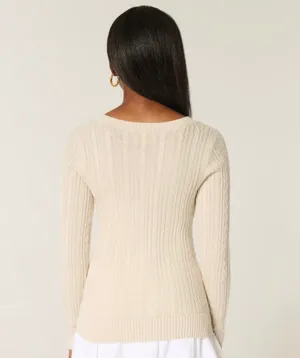 Hollister Cable-Knit V-Neck Sweater thumbnail 3