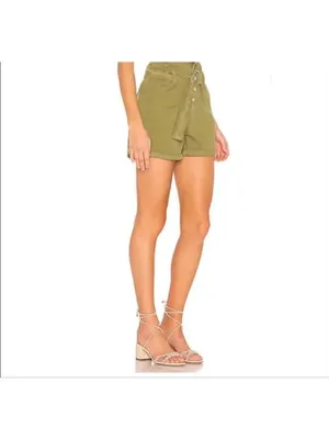 -FREE PEOPLE Cindy Utility Shorts Womens Size 4 Green Belted Paper Bag Waist thumbnail 8