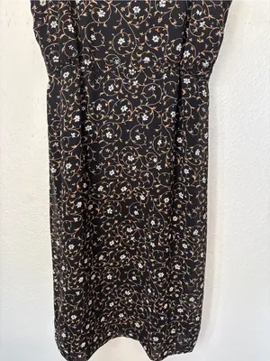 Express Vintage 90s Goth Black Floral Babydoll Slip Dress thumbnail 3