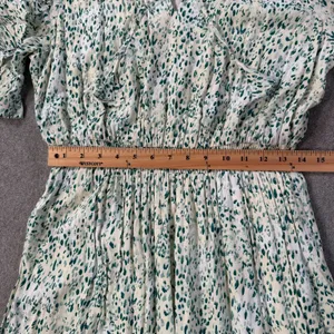 Kaari Blue Handkerchief Hem Midi Dress Women's Large Elastic Waist Ruffle Green thumbnail 5