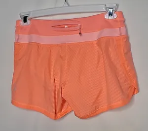 Lululemon running workout neon orange slip on shorts sz 6 thumbnail 2