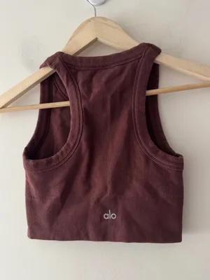 Alo Yoga Delight Seamless Knit Bra Tank Top Cherry Cola thumbnail 3