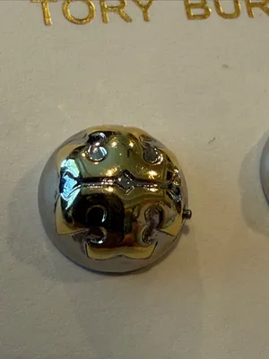 Tory Burch | Gold & Silver Plated Logo Dome Stud Earrings thumbnail 3