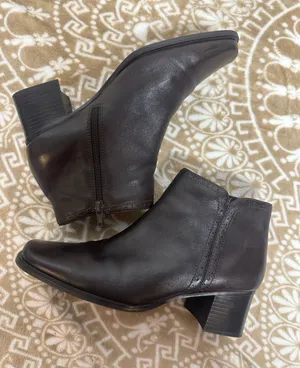 croft & barrow Dark Brown Leather Ankle Booties with Low Block Heel thumbnail 1