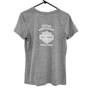 Harley Davidson Size Medium Short Sleeve Gray T-Shirt Tifton GA‎ V Neck Graphic thumbnail 2