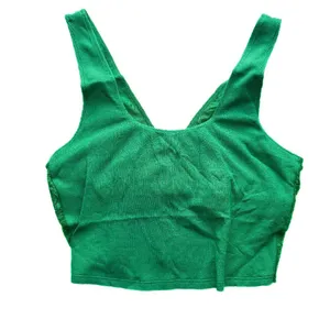 Aerie NWT Waffle Knit Lace V Back Longline Bralette Bra Green Size Medium M NEW thumbnail 1