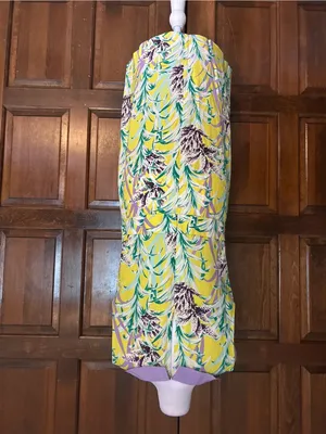Kate Spade Neal Silk Flora Peter Pan Collar Dress Yellow Tropical Floral Size 8 thumbnail 3