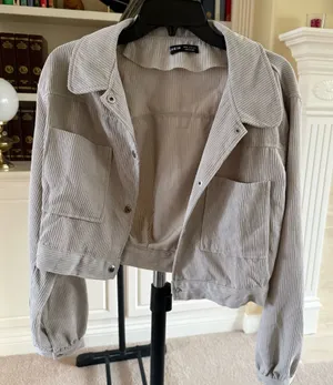 SHEIN Cropped Corduroy Shacket thumbnail 1