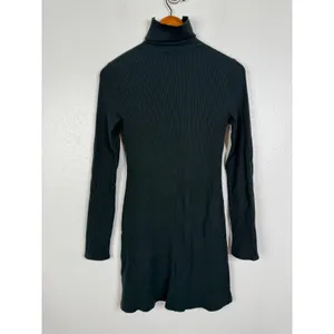Reformation Ribbed Turtleneck Long Sleeve Mini Dress Dark Green Large thumbnail 2
