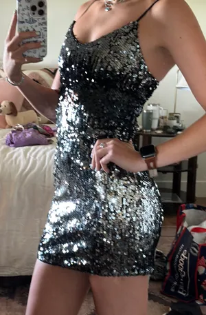EXPRESS Black Ombré Sparkly Dress thumbnail 1