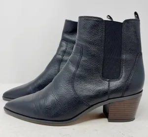 Franco Sarto Black Leather Sager Heeled Chelsea Boots Size 9.5 thumbnail 1