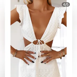 HELLO MOLLY Wondering Faes Midi White Dress Size 2 Bridal Honeymoon thumbnail 2