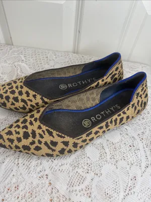 Rothy's Leopard Print Pointed Flats slip on sz 7 thumbnail 2