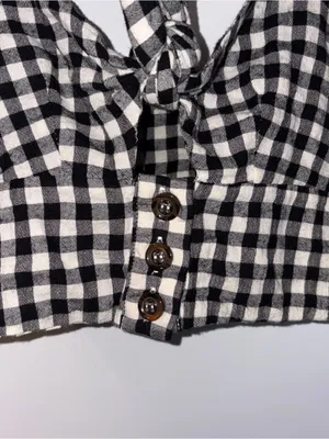 Women’s By Together Black & White Gingham Tie-Front Cropped Tank Size: S thumbnail 2