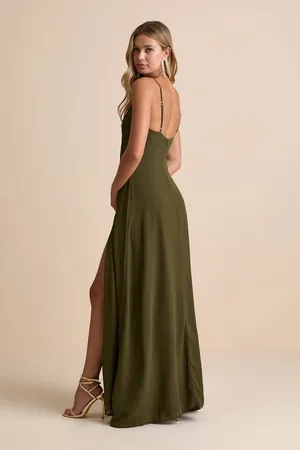 Lulus New Marveled Beauty Olive Green Sleeveless Tie-Front Maxi Dress Medium MSRP $89 thumbnail 4