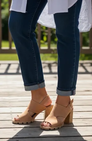 A.N.A‎ Daly Womens Cognat Brown Suede Strappy Open Toe Block Heel Sandals thumbnail 1