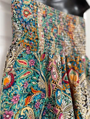 Multicolor paisley strapless dress Blue Size M thumbnail 2