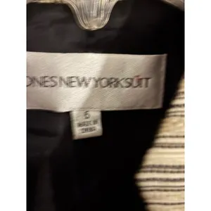 Jones New York Suit Blazer Womens 6 Gold Black Striped‎ Metallic Textured Jacket thumbnail 4