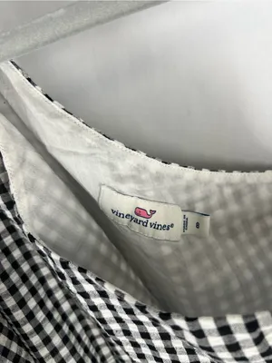 Vineyard Vines Black & White Gingham One-Shoulder Dress thumbnail 3