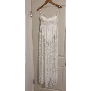 For Love & Lemons $260 Lorena Dress White Maxi Floral Bridal Lace Fairy Ethereal thumbnail 8