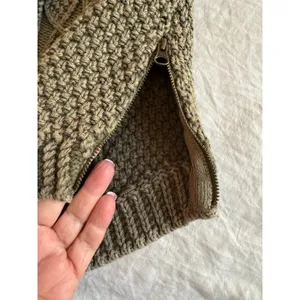 LL Bean Signature Sweater Womens Size L Green Cable Knit Fisherman 100% Cotton thumbnail 5