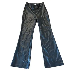 Aritzia Wilfred black faux leather pull on flare pants size 4 thumbnail 4