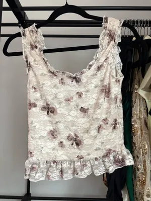 Floral lace tank top White thumbnail 2
