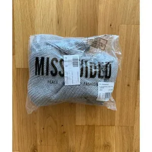 Missguided NWT Women Medium Grey Turtleneck Long Sleeve Knit Crop Top Sweater thumbnail 7