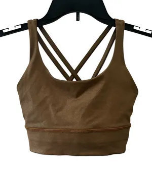 Lululemon Energy Longline Bra Metallic Copper Foil Size 4 thumbnail 1