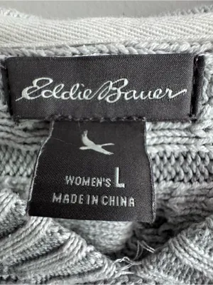Eddie Bauer Women’s Light Gray V-Neck Pullover Hooded Sweater Size Large thumbnail 6