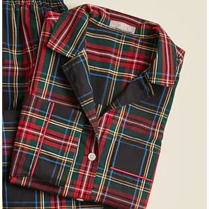 J. Crew Pajama Shirt Classic‎ Red Green Blue Stewart Tartan Plaid Cotton NWT thumbnail 2