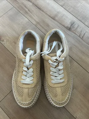 Dolce Vita Womens Dannis Platform Sneakers Shoes Beige Knit Lace Up Size 8.5 thumbnail 6