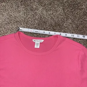 Athleta Women's Solid Pink Crew Neck Stretch Knit Tee Gym Training Size L thumbnail 5