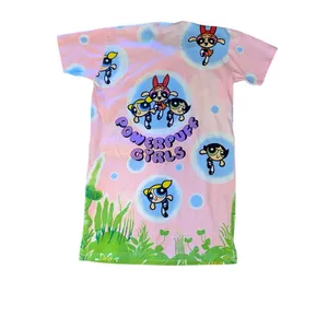 Powerpuff Girls Pink lady Vintage 90s Cotton T-shirt dress Graphic Tee Dress thumbnail 7