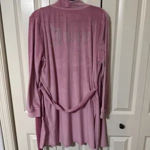 Vintage Y2K Juicy‎ Couture Pink Velour Robe Size S/M Rhinestone Logo thumbnail 6