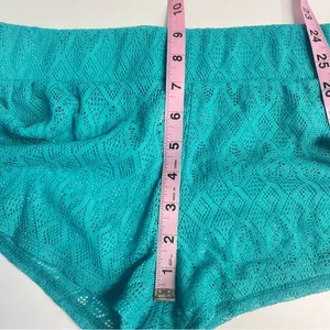 NWT crochet beach shorts lightweight‎ see through teal swim cover up medium thumbnail 4