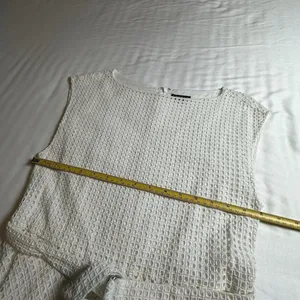Theory Dress Afala White Eyelet Embroidered Cotton Size 4 Belted A-Line MIDI thumbnail 7