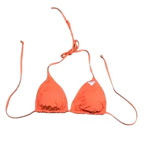 Roxy Bikini Top Womens Size S Reversible Triangle Halter Tie Floral Orange thumbnail 5