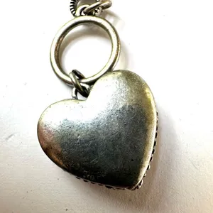 Silver tone bracelet with rhinestone heart charm thumbnail 4