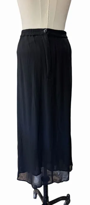 Vintage Black Chiffon Maxi Skirt Sheer Overlay Lined Formal Evening Womens M L thumbnail 1