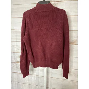 L.L. Bean Men's Size Small Cranberry Red Cashmere Pullover Sweater 1/4 Zip thumbnail 3