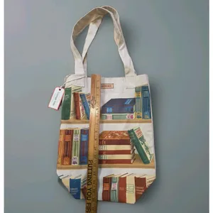 Cavallini & Co Library Books On Shelf Vintage Style Canvas Tote Bag 16" NWT thumbnail 2