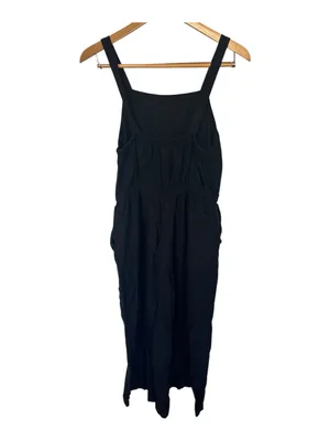 Old Navy Black Square-Neck Midi Jumpsuit Dress with Wide Straps thumbnail 3