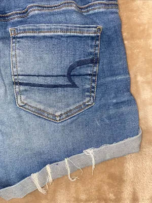 American Eagle Outfitters Medium Blue Denim Cuffed Shorts thumbnail 4