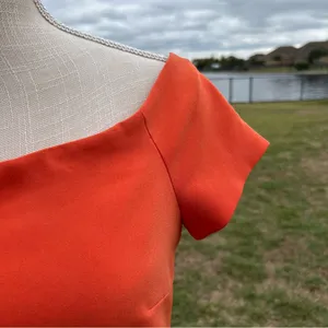 Alice + Olivia Aleah Off Shoulder Orange Sheath Dress thumbnail 5